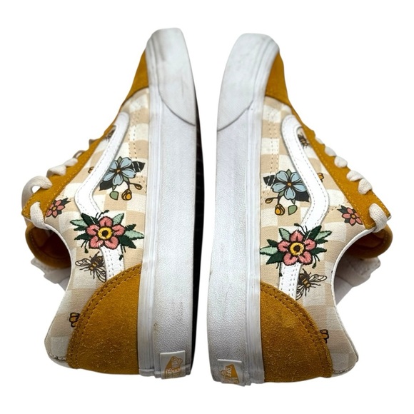 VANS Old School Cottage Yellow Suede Checkerboard Floral Sneakers Size 6.5 - Picture 7 of 9